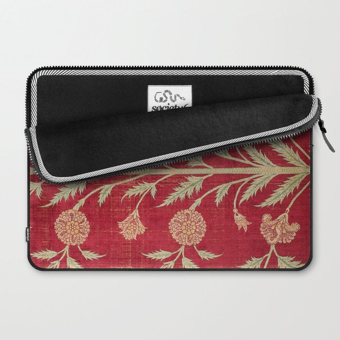 Vintage Distressed Red Floral Laptop Sleeve Gallery Image 2
