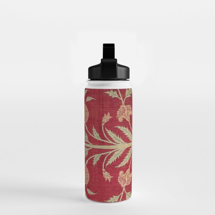 Vintage Distressed Red Floral Water Bottle Gallery Image 2