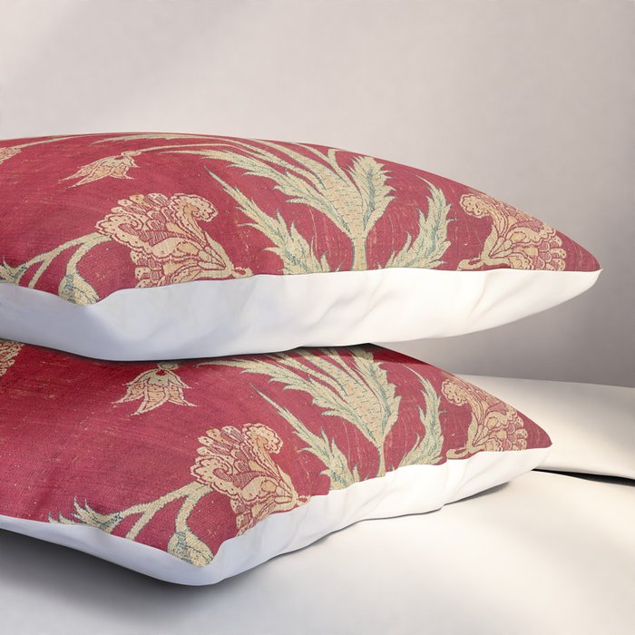 Vintage Distressed Red Floral Pillow Sham Gallery Image 3