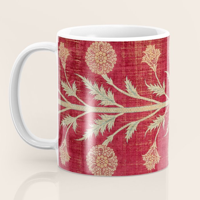 Vintage Distressed Red Floral Coffee Mug Gallery Image 3