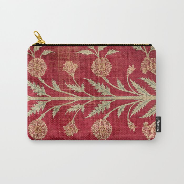 Vintage Distressed Red Floral Carry All Pouch Gallery Image 1
