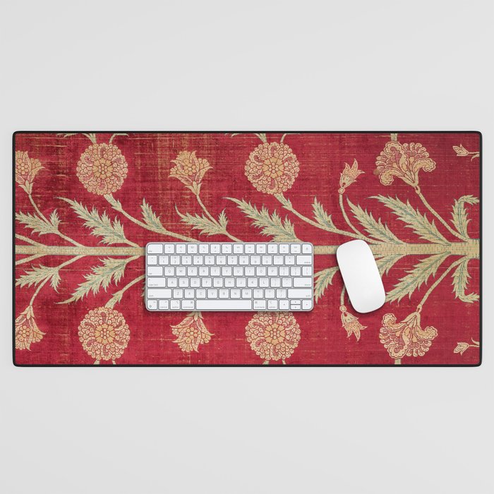 Vintage Distressed Red Floral Desk Mat Gallery Image 1