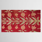 Vintage Distressed Red Floral Tablecloth Gallery Image 2