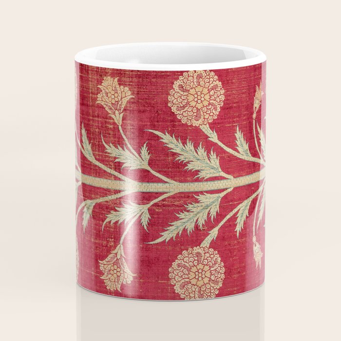 Vintage Distressed Red Floral Coffee Mug Gallery Image 4