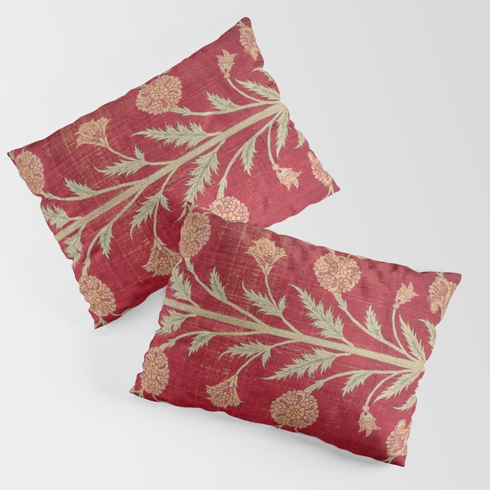 Vintage Distressed Red Floral Pillow Sham Gallery Image 3