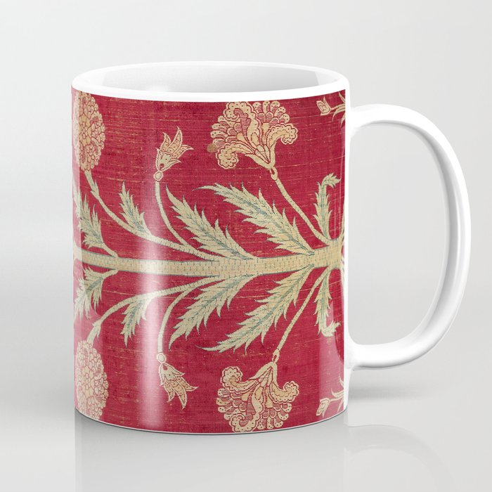 Vintage Distressed Red Floral Coffee Mug Gallery Image 1