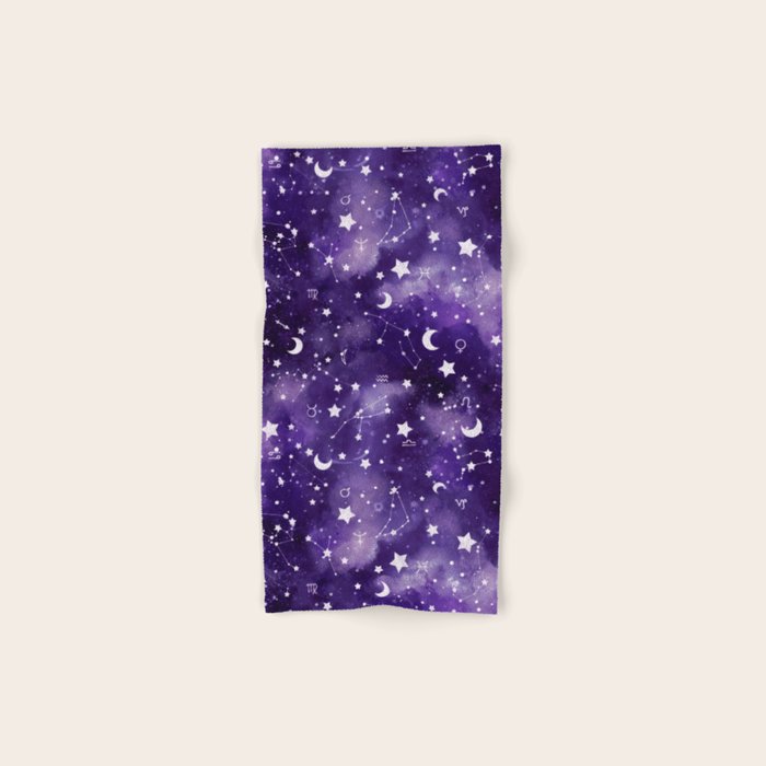 Zodiac Watercolor Ultraviolet Bath Towel Gallery Image 1