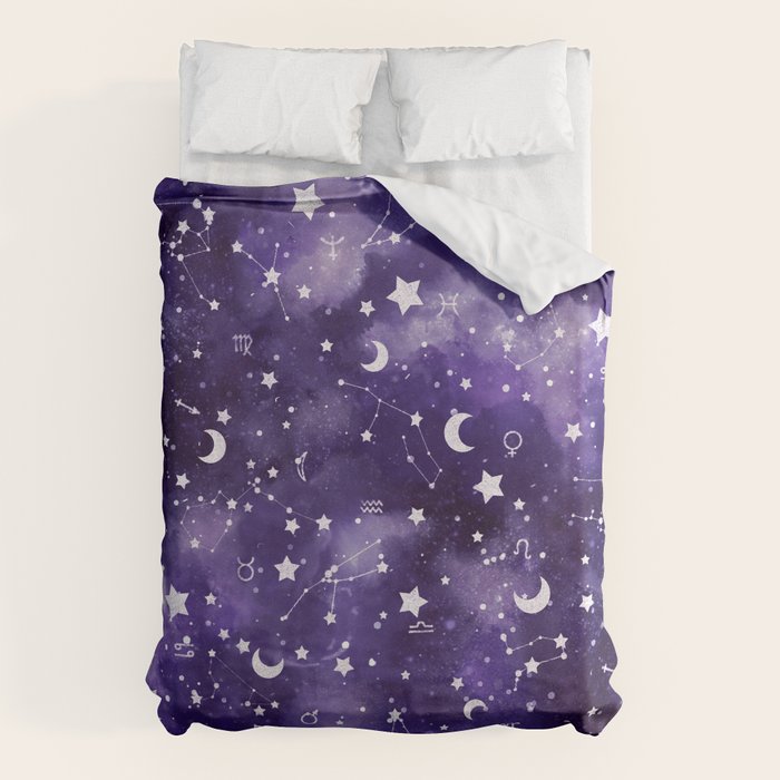 Zodiac Watercolor Ultraviolet Duvet Cover Gallery Image 6