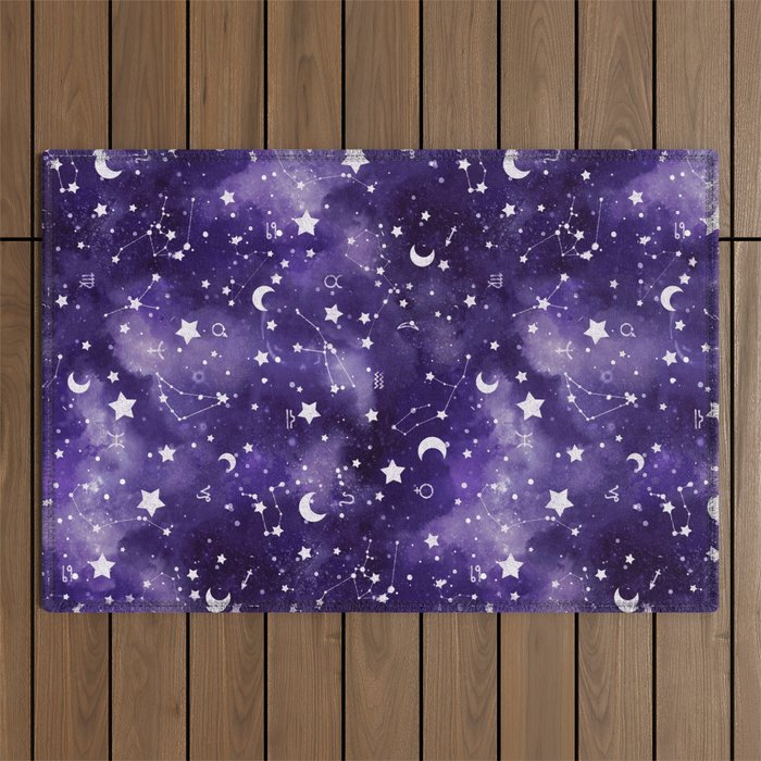 Zodiac Watercolor Ultraviolet Outdoor Rug Gallery Image 1