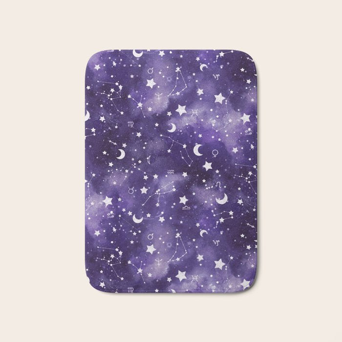 Zodiac Watercolor Ultraviolet Bath Mat Gallery Image 1