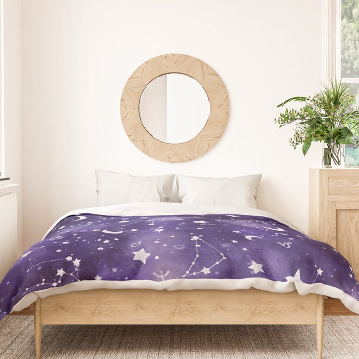 Zodiac Watercolor Ultraviolet Duvet Cover Gallery Image 3
