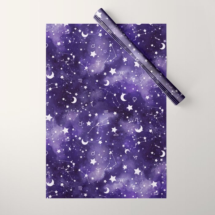 Zodiac Watercolor Ultraviolet Wrapping Paper Gallery Image 1