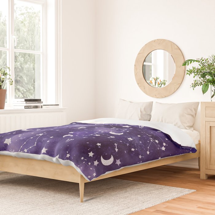 Zodiac Watercolor Ultraviolet Duvet Cover Gallery Image 2