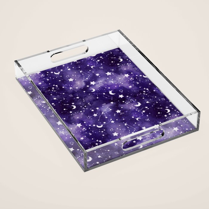 Zodiac Watercolor Ultraviolet Acrylic Tray Gallery Image 1