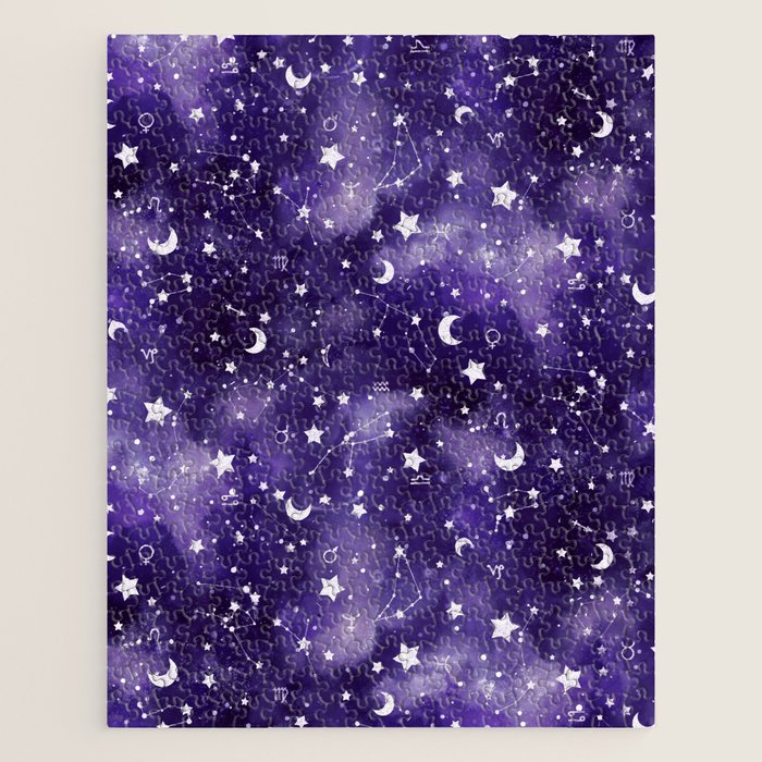 Zodiac Watercolor Ultraviolet Jigsaw Puzzle Gallery Image 1