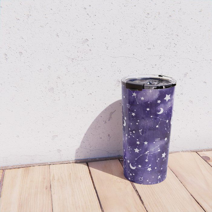 Zodiac Watercolor Ultraviolet Travel Mug Gallery Image 4