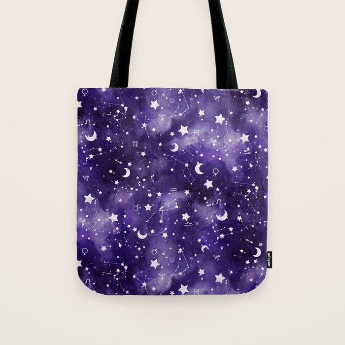 Zodiac Watercolor Ultraviolet Tote Bag Gallery Image 1