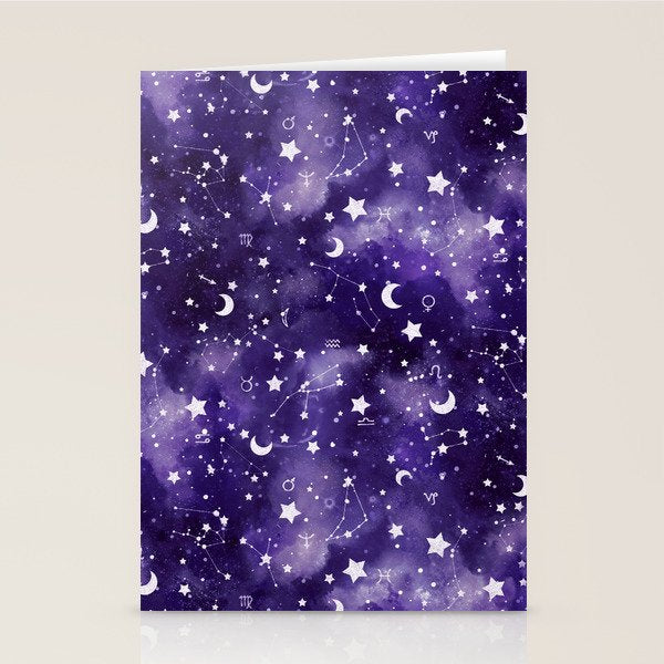 Zodiac Watercolor Ultraviolet Stationery Card Gallery Image 2