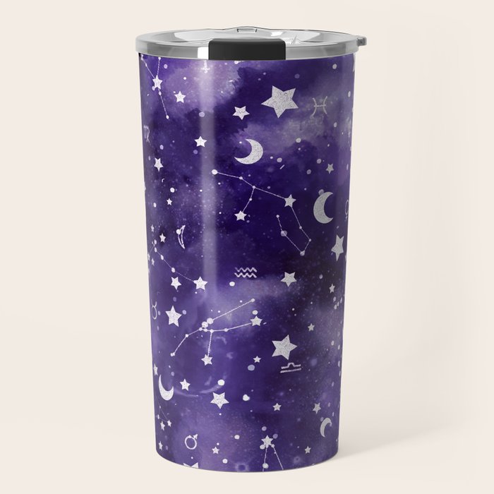 Zodiac Watercolor Ultraviolet Travel Mug Gallery Image 1