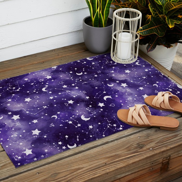 Zodiac Watercolor Ultraviolet Outdoor Rug Gallery Image 2