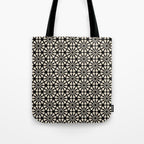 Monochrome Floral Geometric Pattern Tote Bag Gallery Image 1