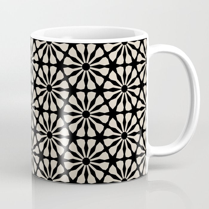 Monochrome Floral Geometric Pattern Coffee Mug Gallery Image 1
