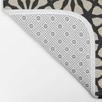Monochrome Floral Geometric Pattern Bath Mat Gallery Image 2