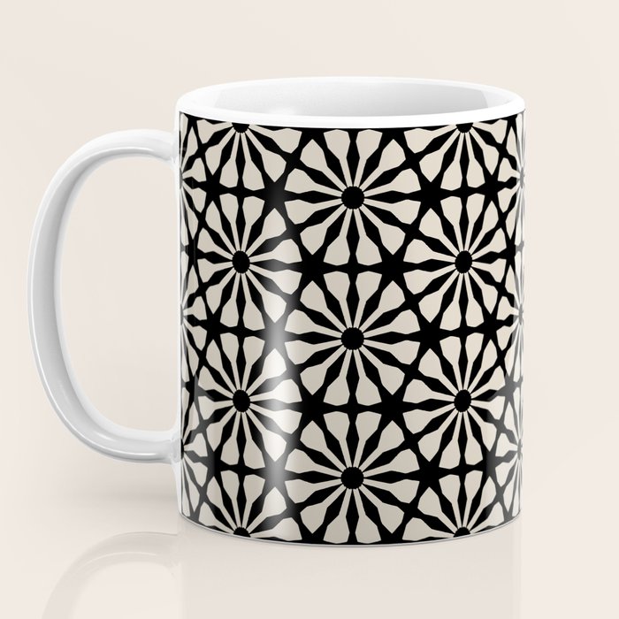 Monochrome Floral Geometric Pattern Coffee Mug Gallery Image 3