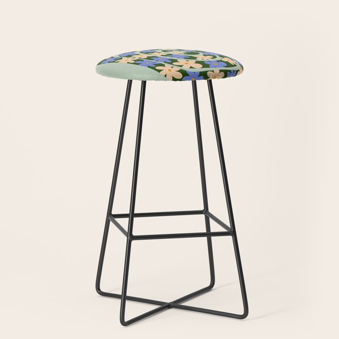 Flower Snake - Green, Blue and Off White Stool Gallery Image 1