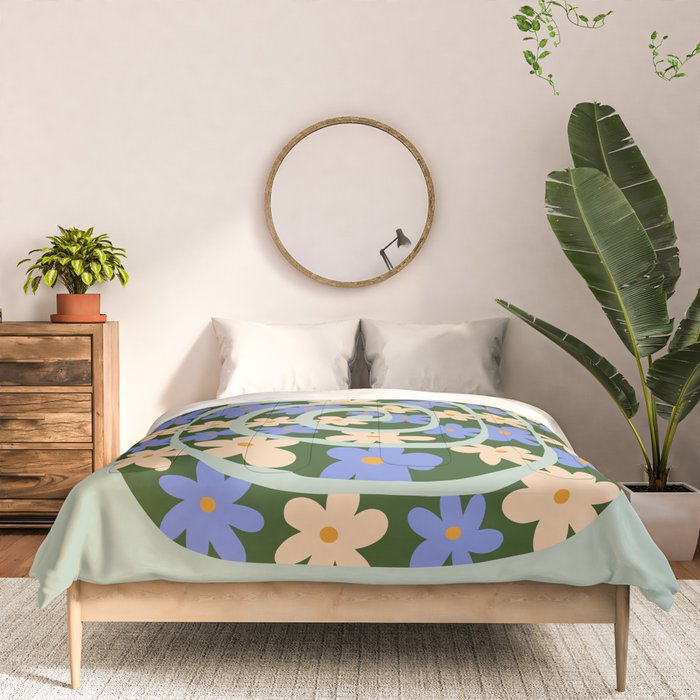 Flower Snake - Green, Blue and Off White Comforter Gallery Image 3