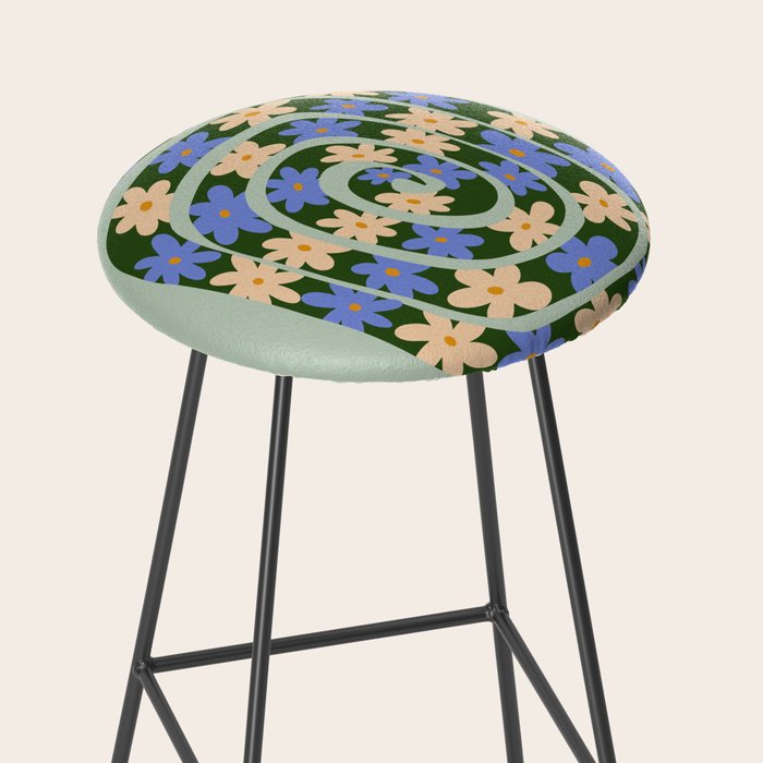 Flower Snake - Green, Blue and Off White Stool Gallery Image 2