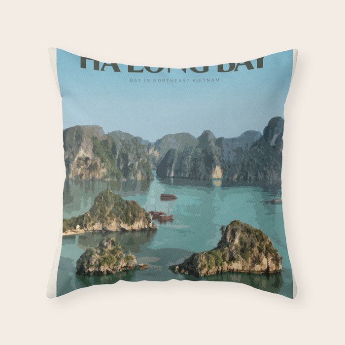 Visit Háº¡ Long Bay Throw Pillow Gallery Image 1