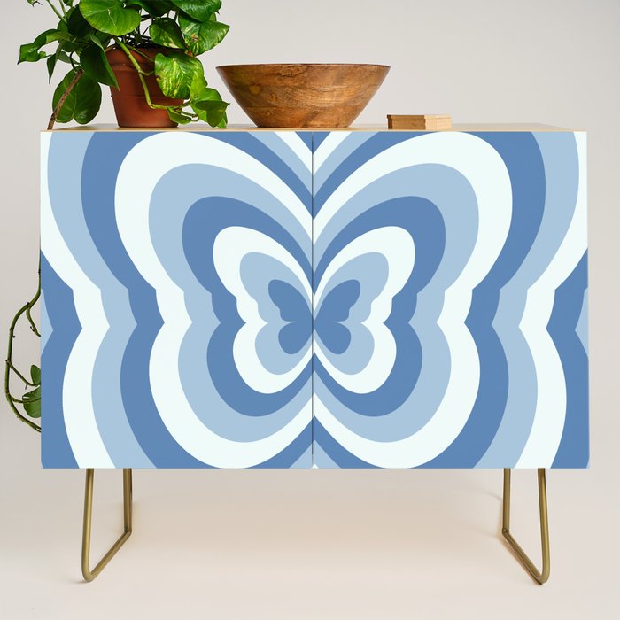 Retro 70s Butterfly in Ocean Blue Credenza Gallery Image 1