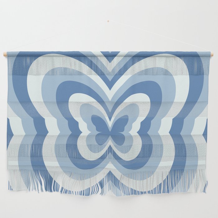 Retro 70s Butterfly in Ocean Blue Wall Hanging Gallery Image 1