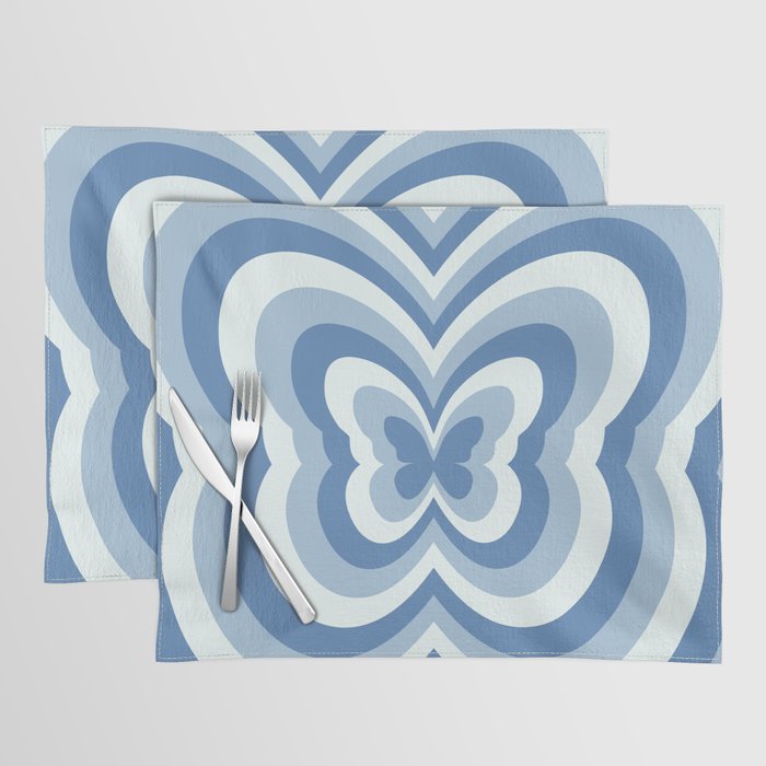 Retro 70s Butterfly in Ocean Blue Placemat Gallery Image 1