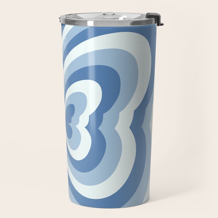 Retro 70s Butterfly in Ocean Blue Travel Mug Gallery Image 2