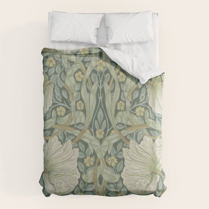William Morris Vintage Pimpernel Privet Slate Mint Green Duvet Cover Gallery Image 1