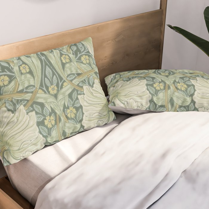 William Morris Vintage Pimpernel Privet Slate Mint Green Pillow Sham Gallery Image 2