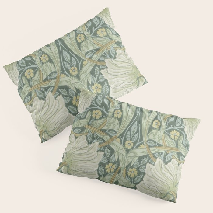 William Morris Vintage Pimpernel Privet Slate Mint Green Pillow Sham Gallery Image 1