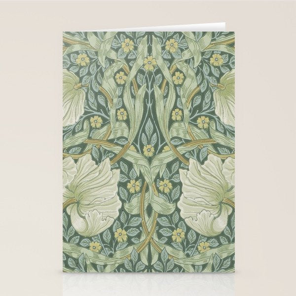 William Morris Vintage Pimpernel Privet Slate Mint Green Stationery Card Gallery Image 1
