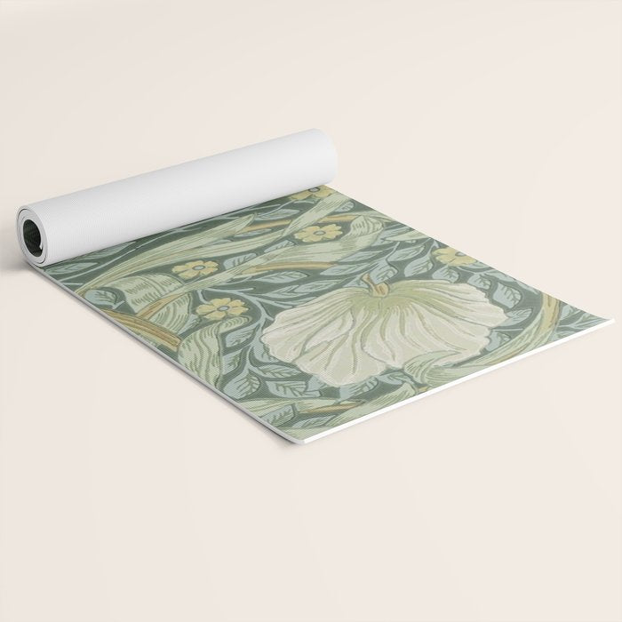 William Morris Vintage Pimpernel Privet Slate Mint Green Yoga Mat Gallery Image 2