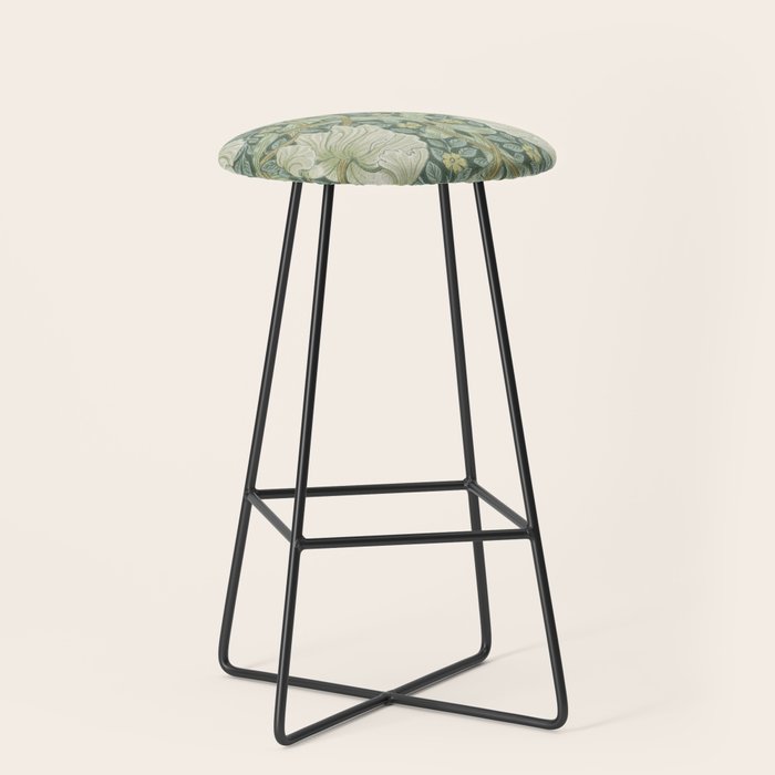 William Morris Vintage Pimpernel Privet Slate Mint Green Stool Gallery Image 1