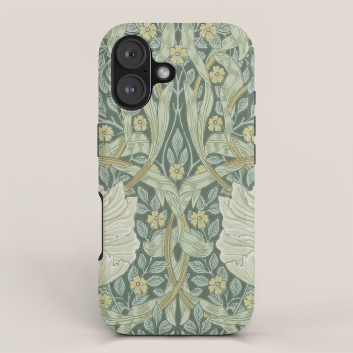 William Morris Vintage Pimpernel Privet Slate Mint Green iPhone Case Gallery Image 1