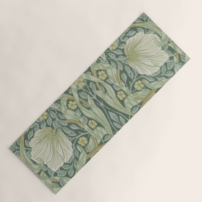 William Morris Vintage Pimpernel Privet Slate Mint Green Yoga Mat Gallery Image 1