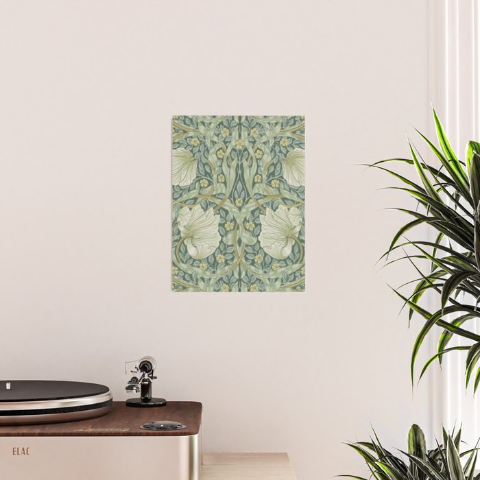 William Morris Vintage Pimpernel Privet Slate Mint Green Poster Gallery Image 2