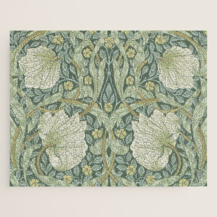 William Morris Vintage Pimpernel Privet Slate Mint Green Jigsaw Puzzle Gallery Image 1