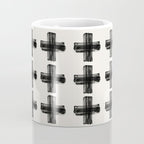 Hand Painted Swiss Cross Pattern - Black on Beige Coffee Mug Gallery Image 4