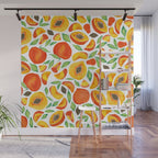 Peaches - Green Leaves Wall Mural Gallery Image 1