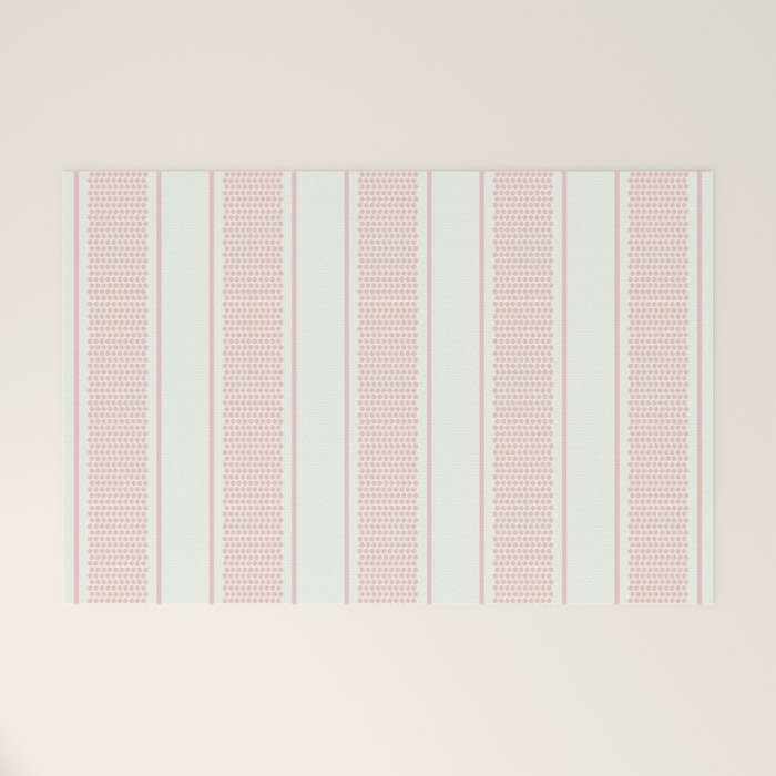 Vintage pastel pink stripes pattern Welcome Mat Gallery Image 1
