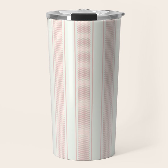 Vintage pastel pink stripes pattern Travel Mug Gallery Image 1